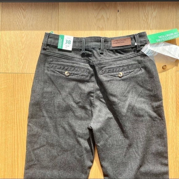 NWT UNITED COLORS OF BENETTON BLACK ANKLE SLIM CHINOS  TROUSERS- 2 - Picture 13 of 16